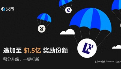 一键打新再加$5千万!火币HTX流动性再质押奖励额度提升至1.5亿美金,积分升级领空投