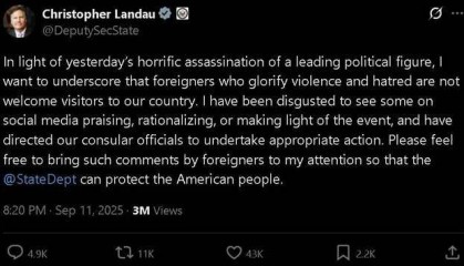 美高官警告:不许嘲笑,否则赶出美国!