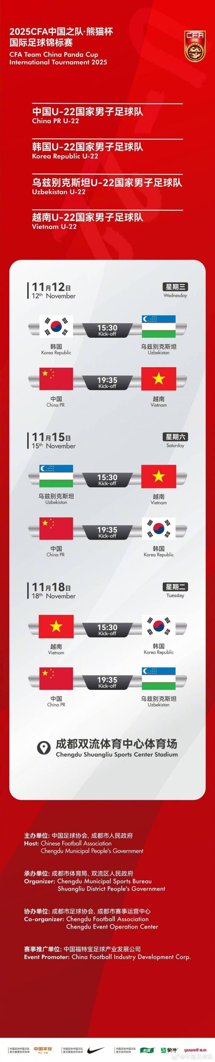 国足U22熊猫杯名单：王钰栋领衔 刘诚宇拜合拉木入选